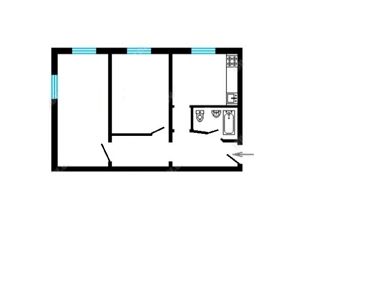 Продаж квартири. 2 rooms, 46 m², 1st floor/5 floors. 42, Науки 42, Київ. 