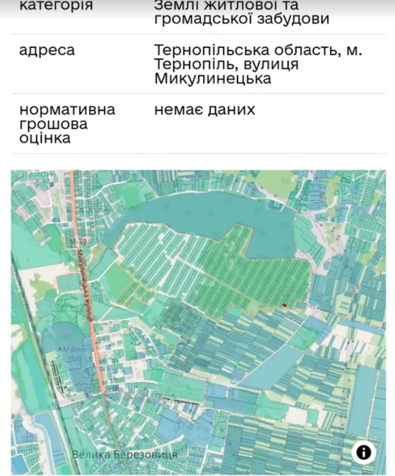 Land for sale for residential construction. Mykulynetska vul., Ternopil. 