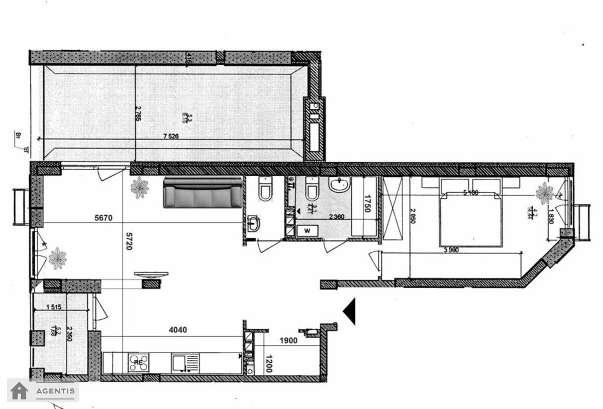 Здам квартиру 2 кімнати, 79 m², 7 пов./9 поверхів. Регенераторна 4, Київ. 