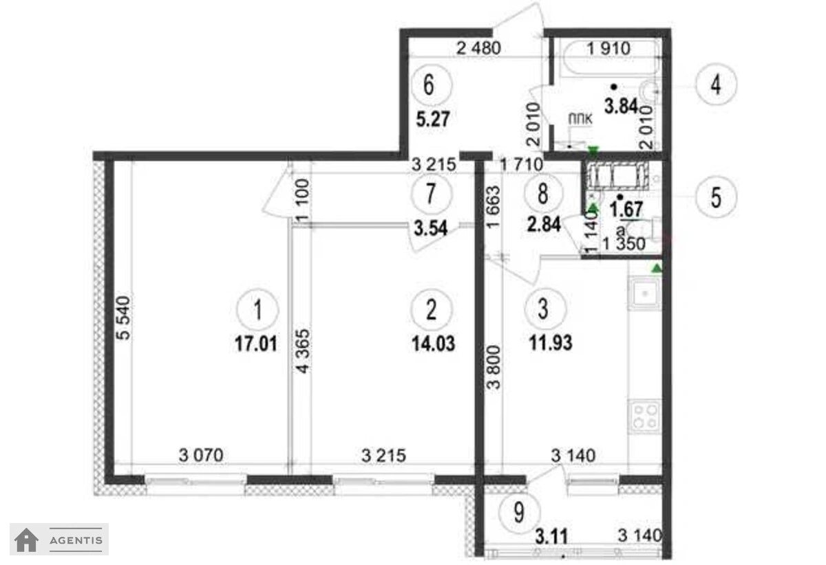 Сдам квартиру 2 комнаты, 64 m², 26 эт./27 этажей. 2, Вишняковская 2, Киев. 