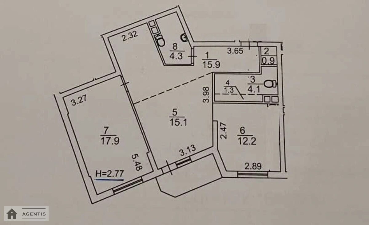 Apartment for rent 2 rooms, 73 m², 8th fl./17 floors. 50, Yuliyi Zdanovskoyi vul. Mykhayla Lomonosova, Kyiv. 