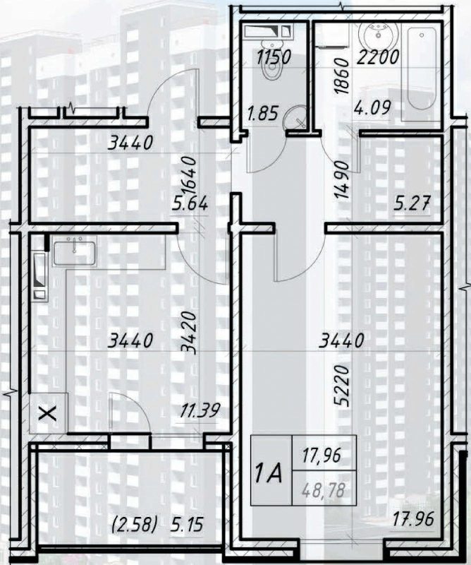 Продаж квартири. 1 room, 48.8 m², 8th floor/25 floors. 22, Коноплянська 22, Київ. 
