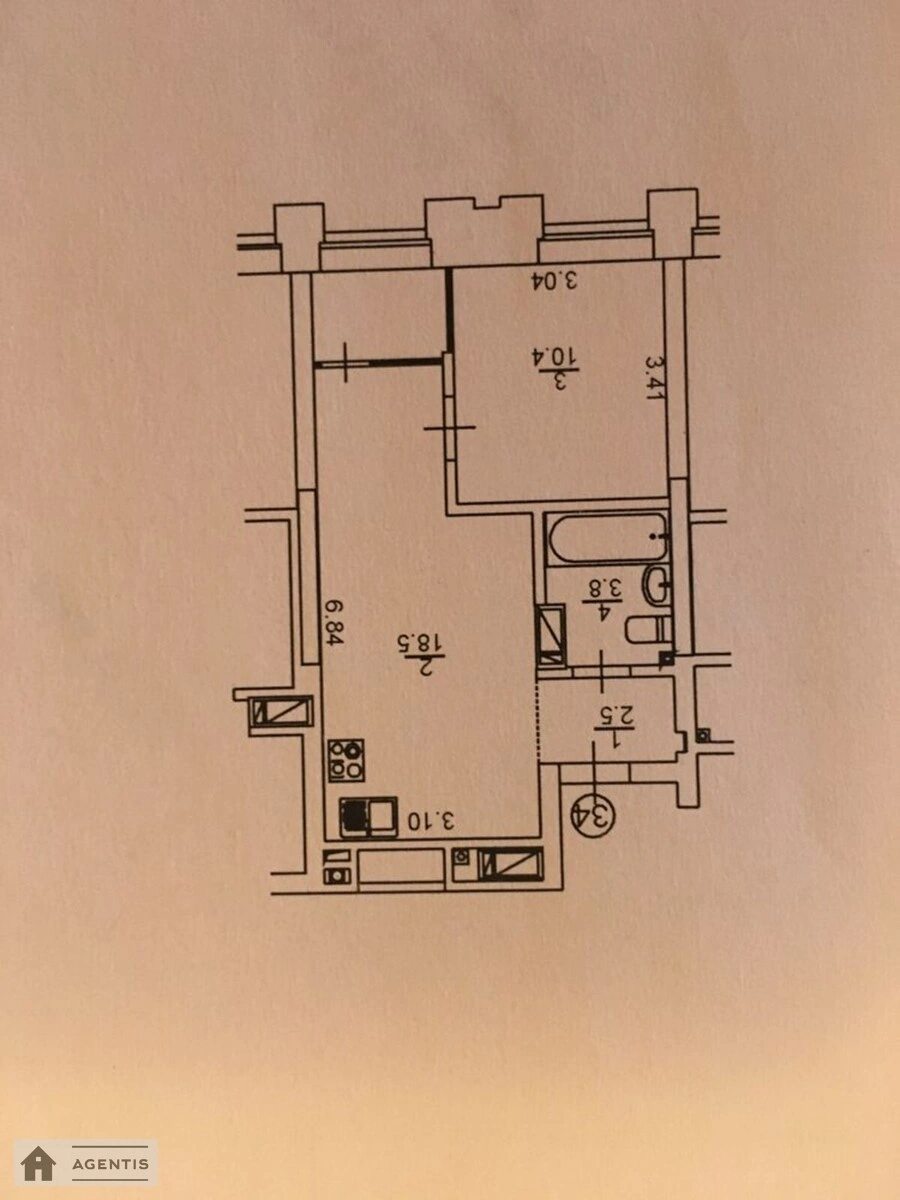 Сдам квартиру 1 комната, 41 m², 10 эт./25 этажей. Заречная 4, Киев. 