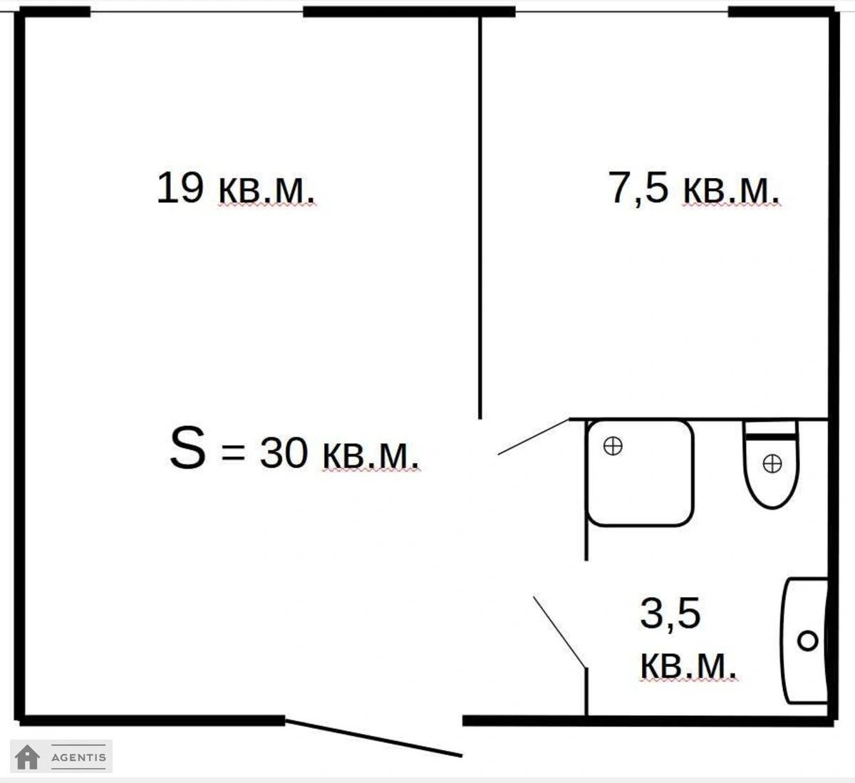 Apartment for rent 1 room, 30 m², 1st fl./5 floors. 39, Dzhona Makkeyna vul. Ivana Kudri, Kyiv. 