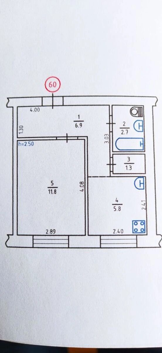 Apartments for sale 1 room, 29 m², 1st fl./5 floors. 61, Akademyka Vernadskoho bulv., Kyiv. 