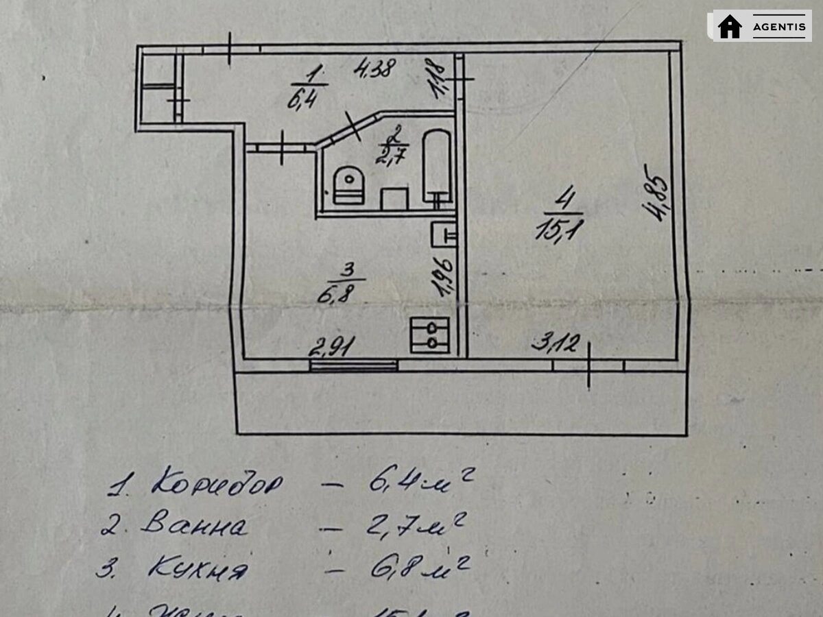 Здам квартиру 1 кімната, 35 m², 2 пов./9 поверхів. 7, Івана Миколайчука вул. (Серафимовича), Київ. 