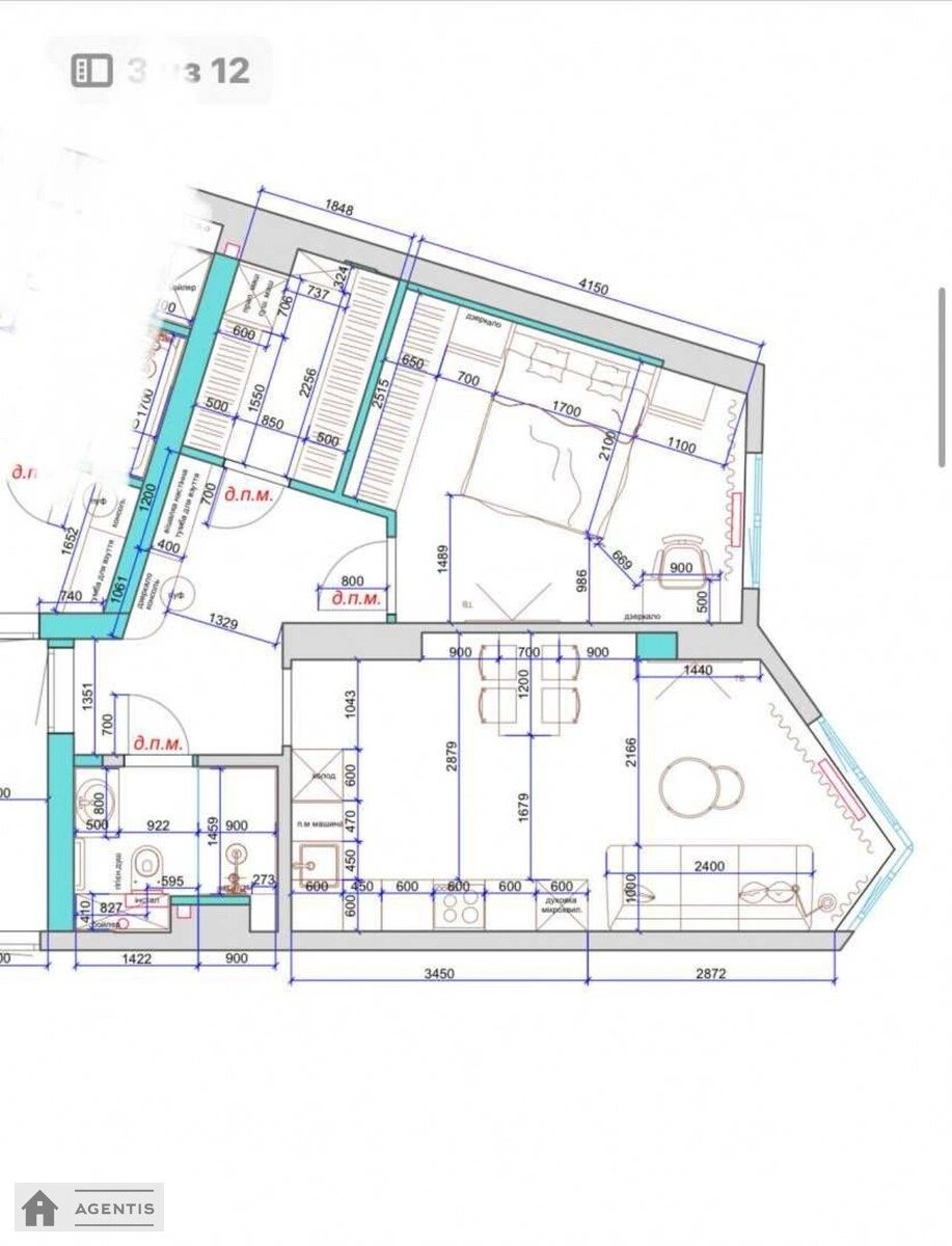 Сдам квартиру 2 комнаты, 55 m², 12 эт./15 этажей. 58, Богдана Гаврилишина вул. (Ванди Василевської), Киев. 