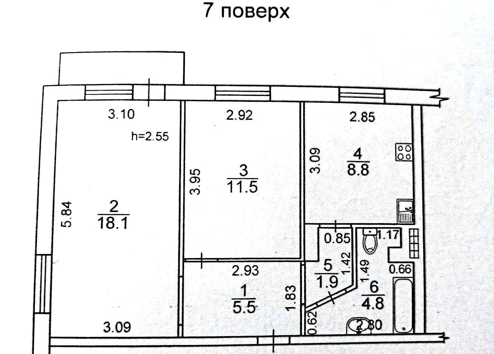 Apartments for sale 2 rooms, 545 m², 7th fl./9 floors. Nebesnoy Sotny prospekt Marshala Zhukova, Odesa. 