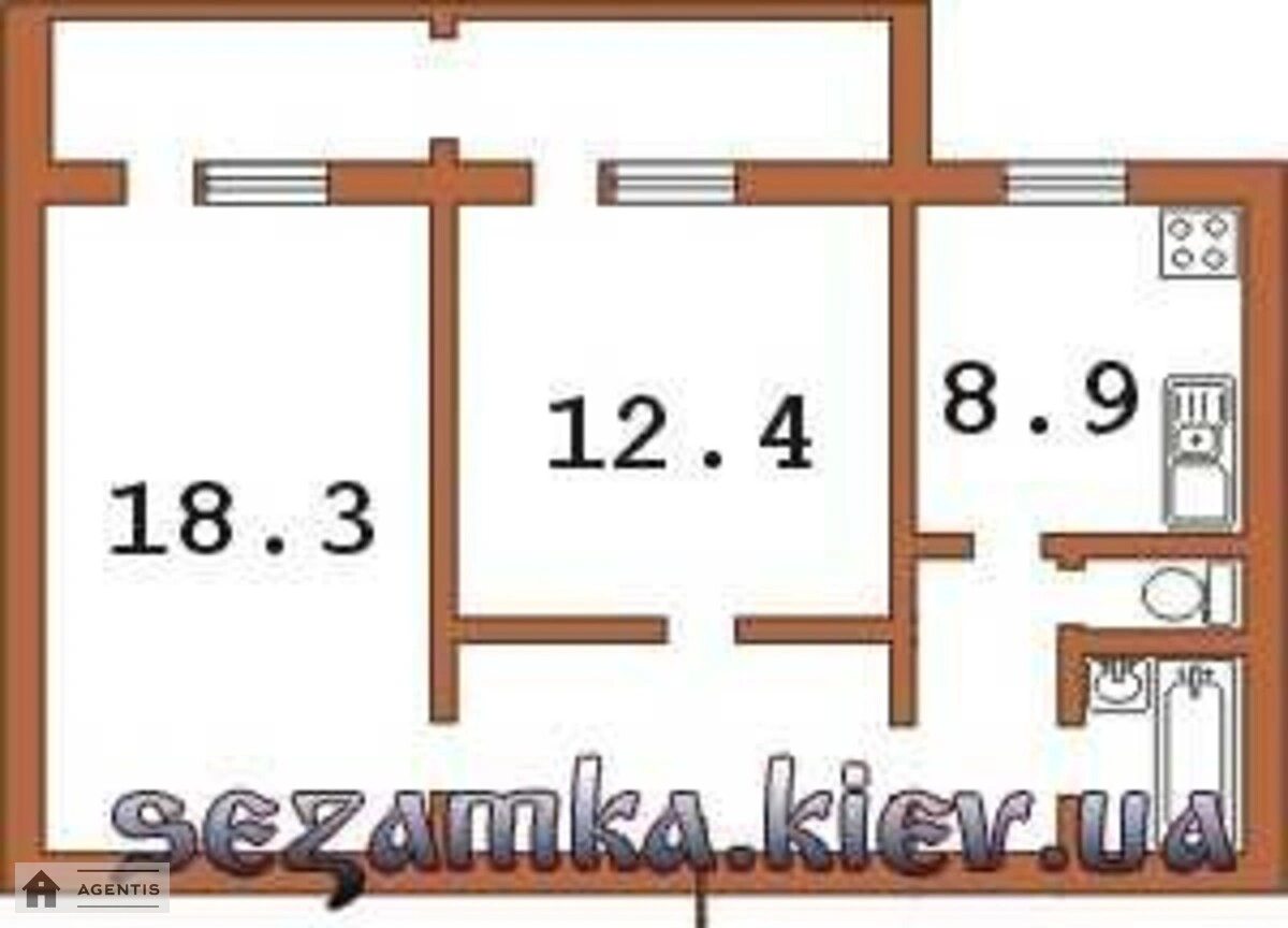 Сдам квартиру 2 комнаты, 54 m², 5 эт./16 этажей. 49, Академіка Глушкова просп., Киев. 