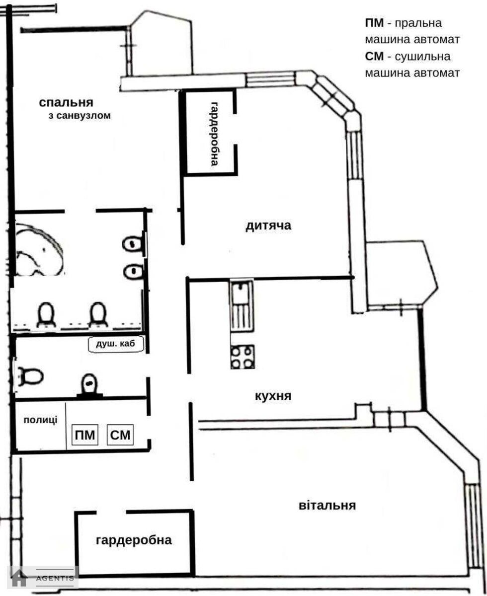 Сдам квартиру 3 комнаты, 109 m², 14 эт./25 этажей. Мокра вул. (Кудряшова), Киев. 