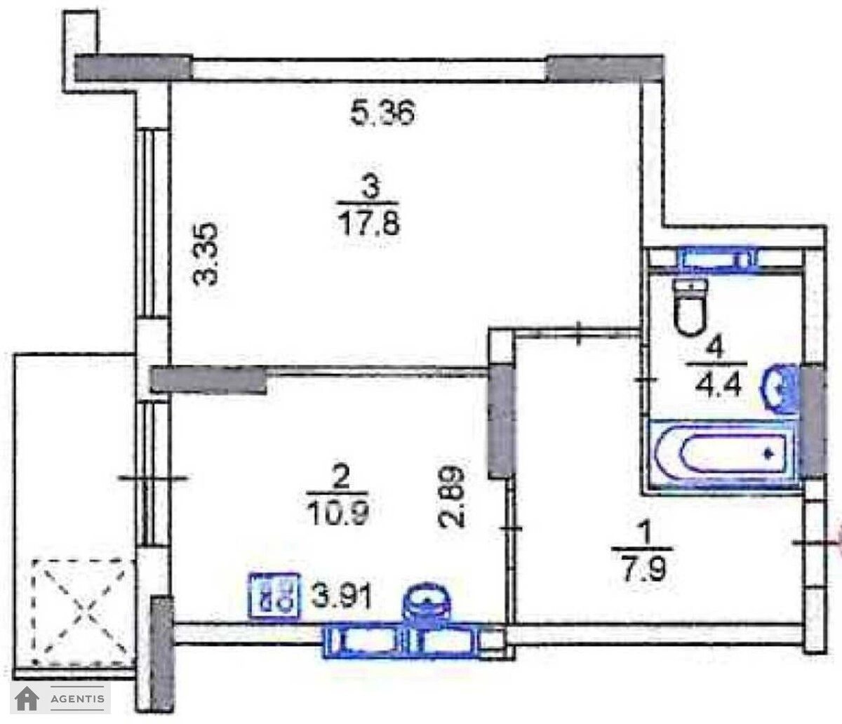 Здам квартиру 1 кімната, 43 m², 10 пов./24 поверхи. Андрія Аболмасова вул. (Панельна), Київ. 