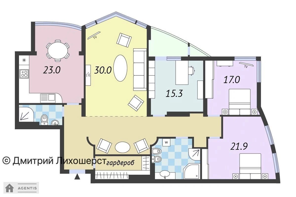 Apartment for rent 4 rooms, 154 m², 10th fl./25 floors. 30, Lesi Ukrayinky 30, Kyiv. 