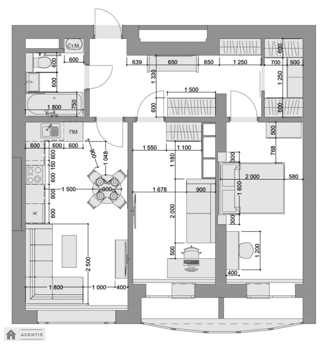 Здам квартиру 2 кімнати, 67 m², 12 пов./25 поверхів. 9, Івана Крамського вул., Київ. 