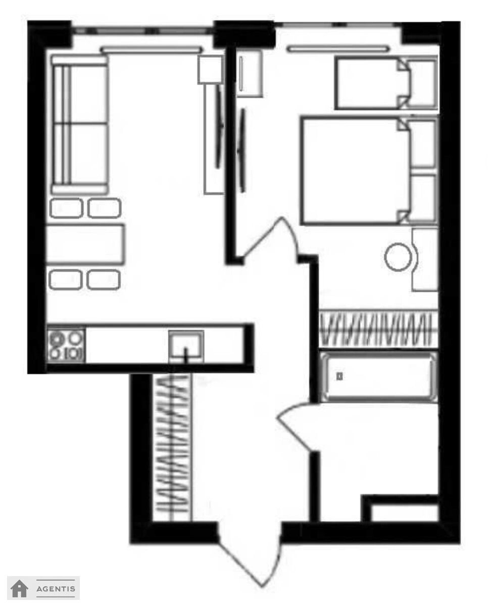 Сдам квартиру 1 комната, 40 m², 10 эт./25 этажей. 45, Правды 45, Киев. 