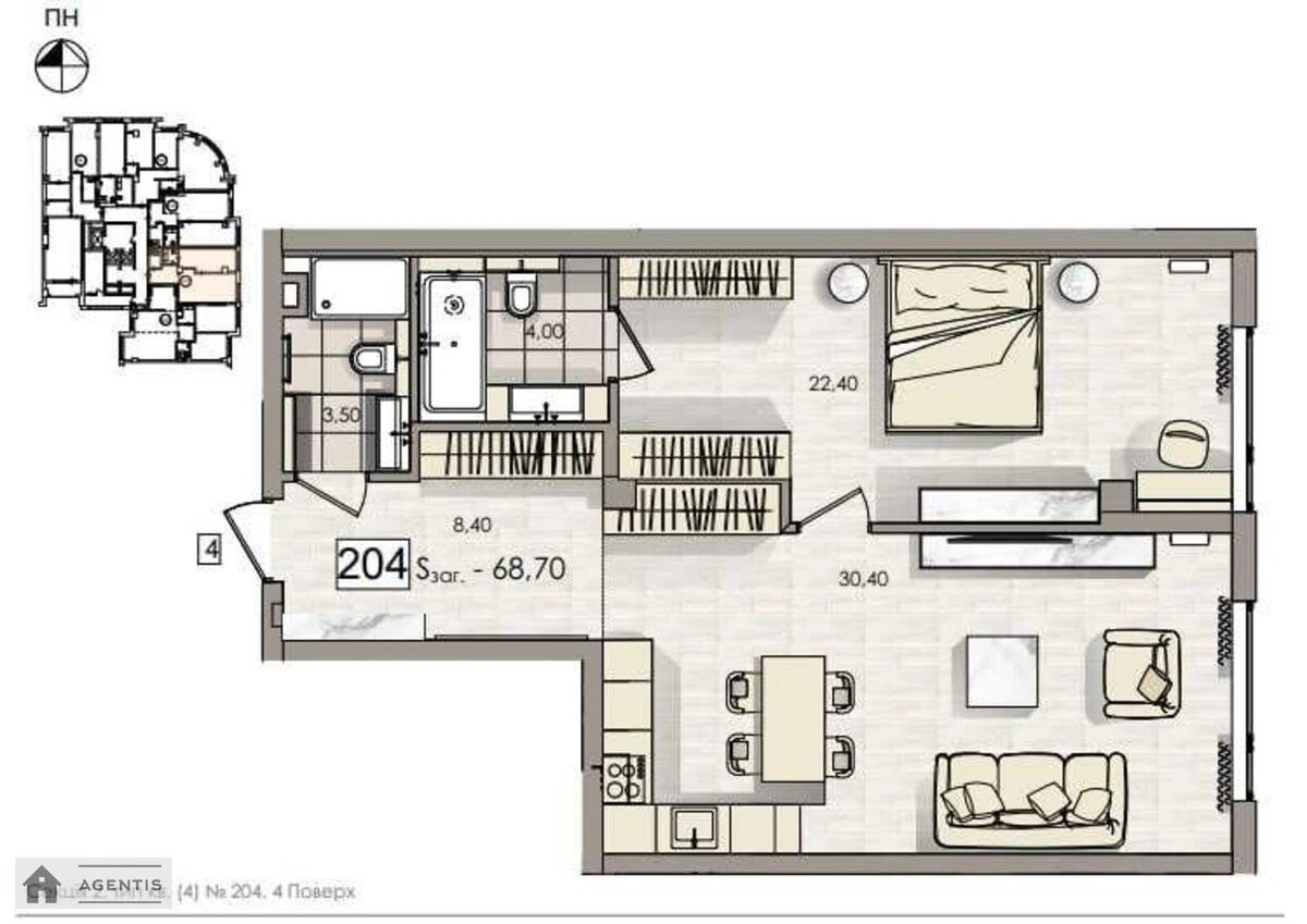 Сдам квартиру 2 комнаты, 73 m², 7 эт./24 этажа. 118, Антоновича вул. (Горького), Киев. 