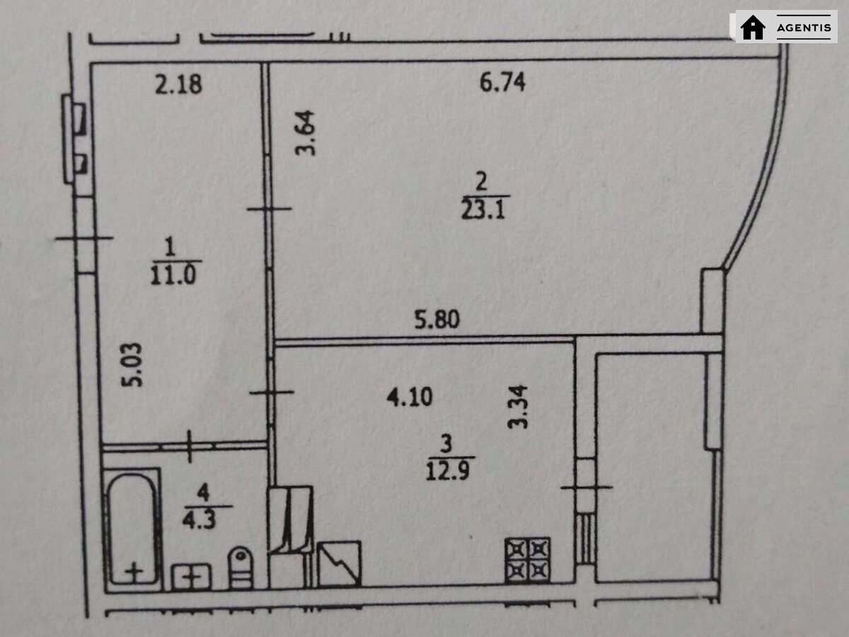 Apartment for rent 1 room, 53 m², 8th fl./15 floors. 3, Stepana Vasylchenka vul., Kyiv. 