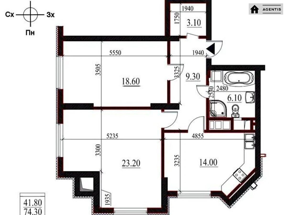 Apartment for rent 2 rooms, 76 m², 19th fl./24 floors. 54, Obolonskiy 54, Kyiv. 