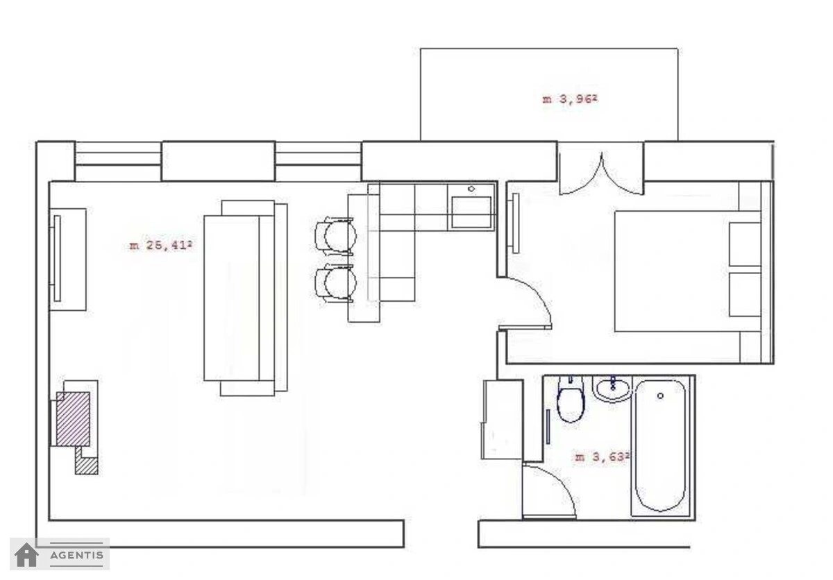 Apartment for rent 2 rooms, 40 m², 5th fl./5 floors. 82, Volodymyrska 82, Kyiv. 