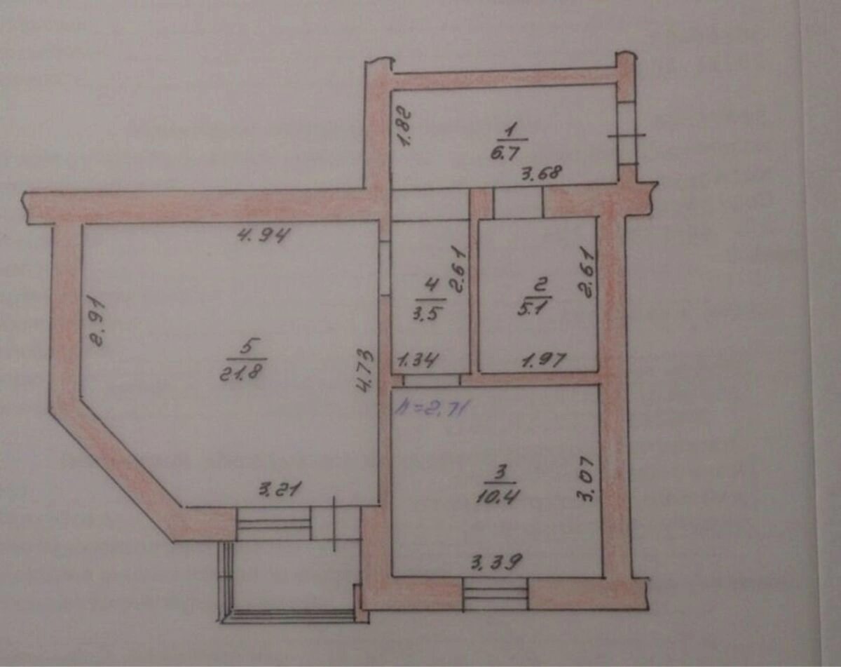 Apartments for sale 1 room, 49 m², 4th fl./5 floors. 11, Lesi Ukrayinky , Sofiyivska Borshchahivka. 