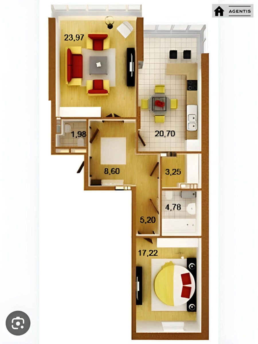 Сдам квартиру 2 комнаты, 86 m², 6 эт./23 этажа. 8, Трускавецкая 8, Киев. 