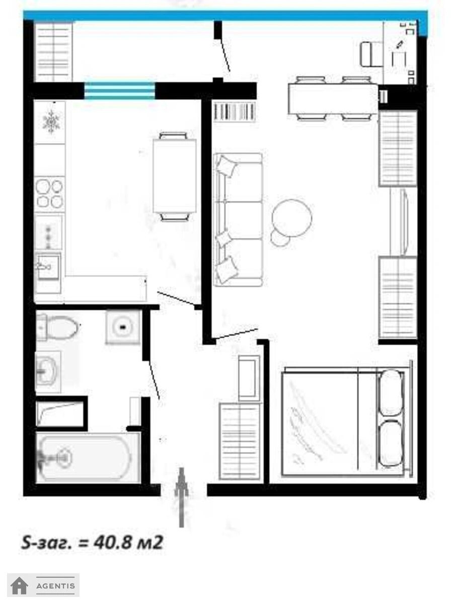 Сдам квартиру 1 комната, 40 m², 1 эт./9 этажей. 20, Кловский 20, Киев. 