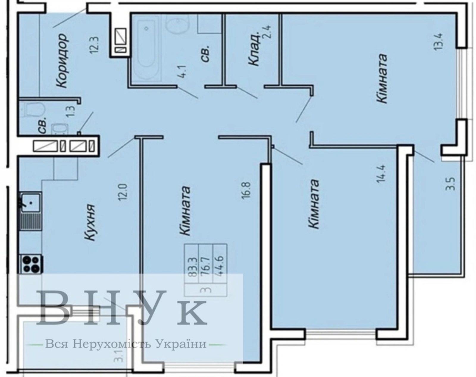 Apartments for sale 3 rooms, 833 m², 6th fl./16 floors. Nechaya Polkovnyka vul., Ternopil. 