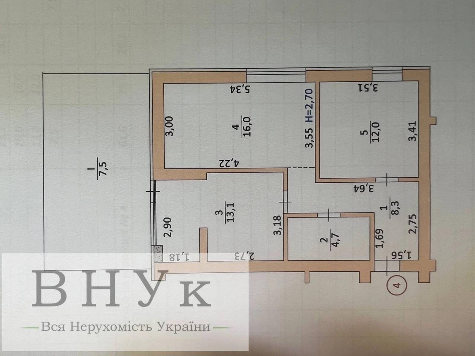 Продаж квартири 2 кімнати, 61 m², 1 пов./5 поверхів. Зелена вул., Тернопіль. 