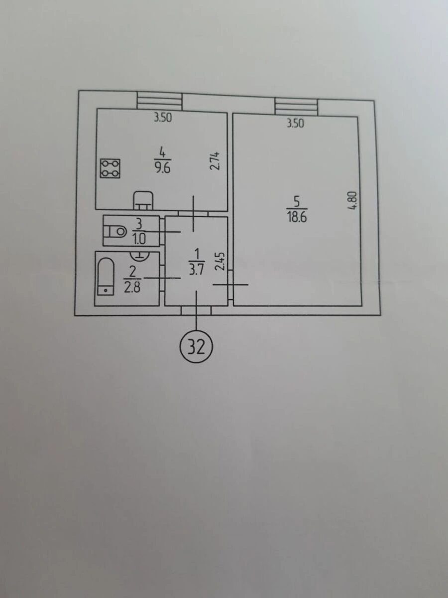 Продаж квартири 1 кімната, 36 m², 4 пов./5 поверхів. Кропивницький. 