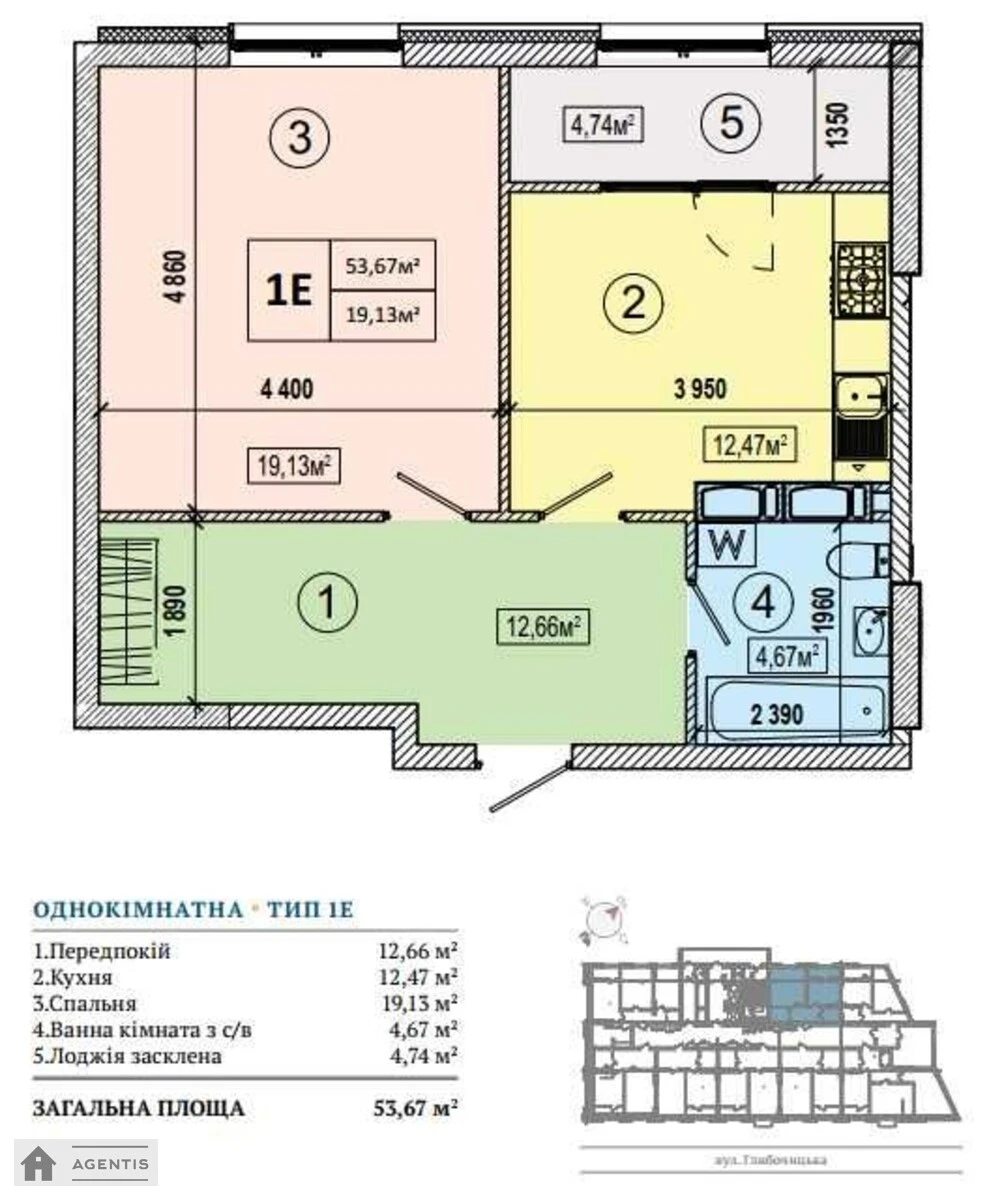 Сдам квартиру 1 комната, 53 m², 3 эт./25 этажей. Глубочицкая, Киев. 