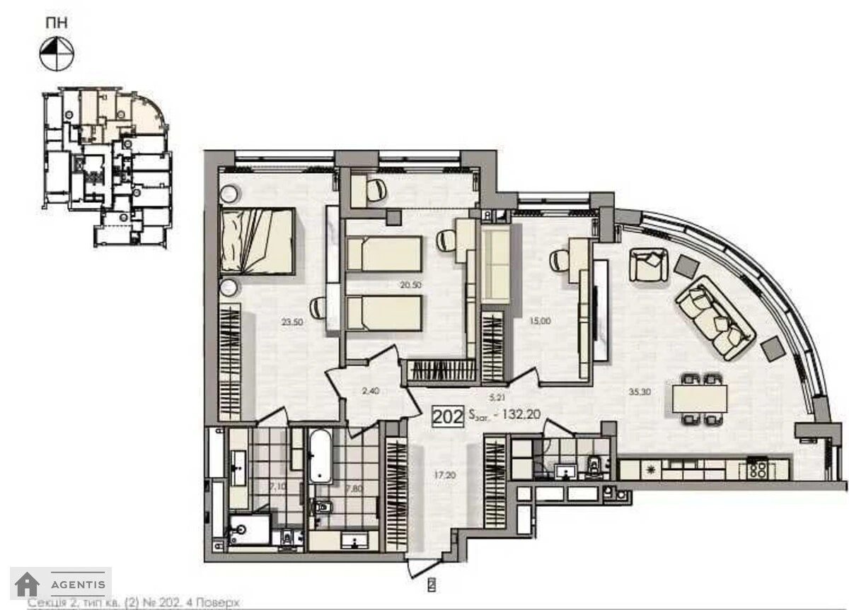 Сдам квартиру 4 комнаты, 138 m², 4 эт./24 этажа. 118, Антоновича вул. (Горького), Киев. 