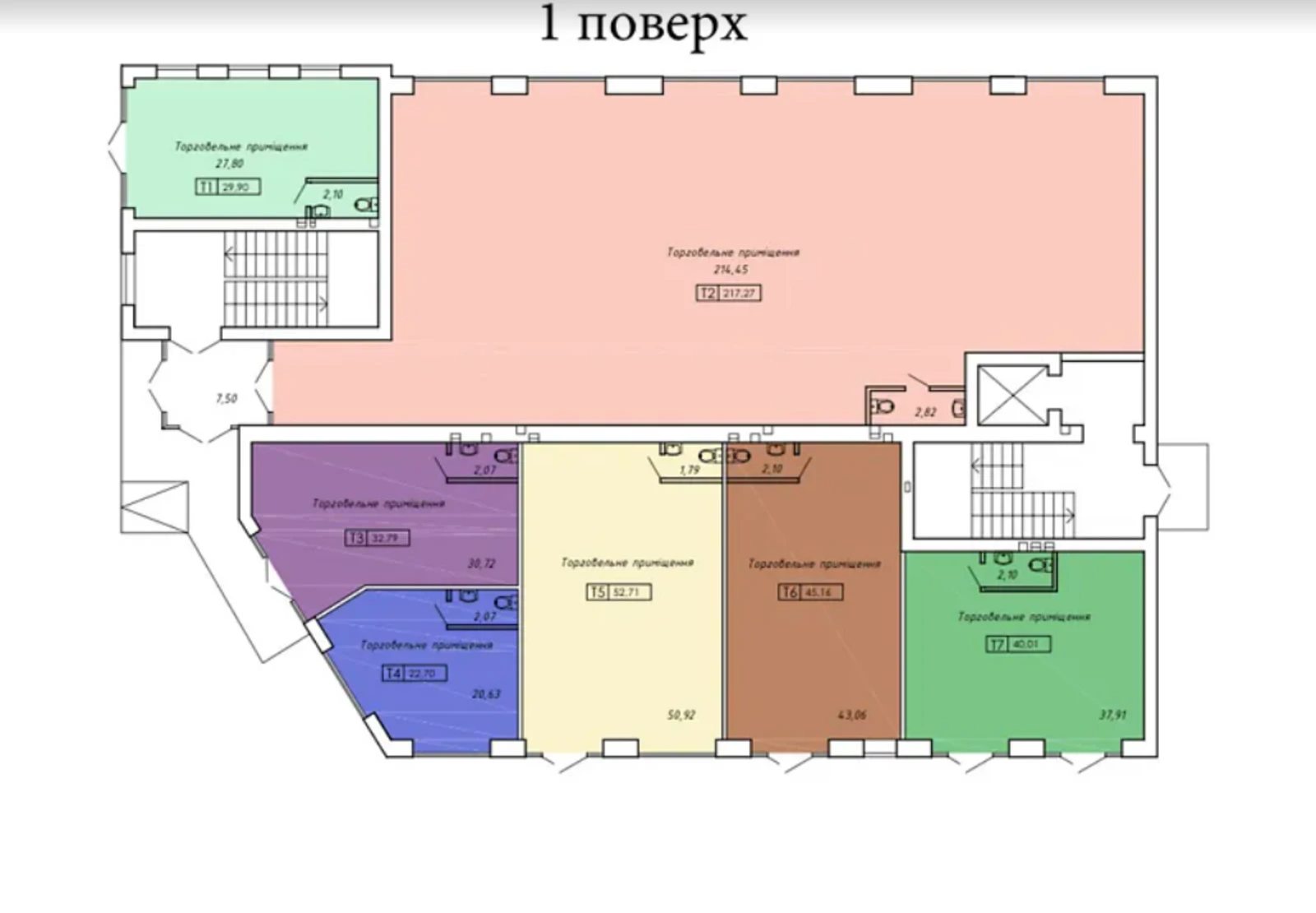 Real estate for sale for commercial purposes 53 m², 1st fl./4 floors. Канада, Ternopil. 