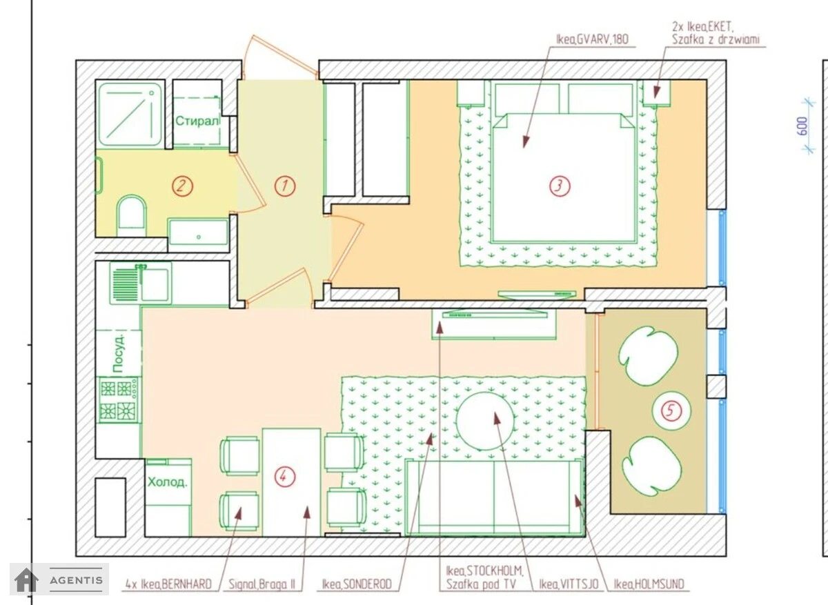 Сдам квартиру 1 комната, 43 m², 6 эт./9 этажей. Салютная, Киев. 