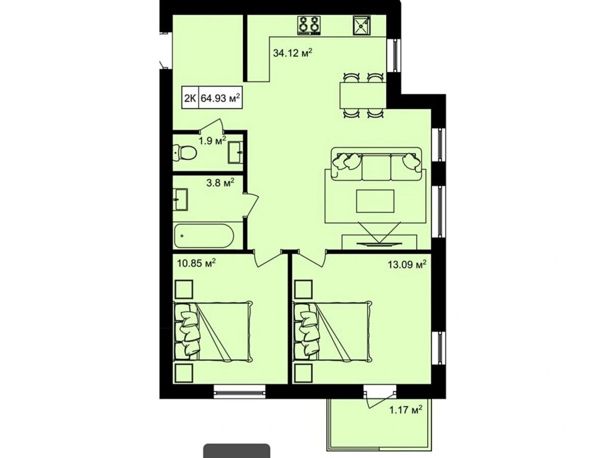 Продаж квартири 2 кімнати, 72 m², 5 пов./5 поверхів. 20, Шпитальна вул., Тернопіль. 