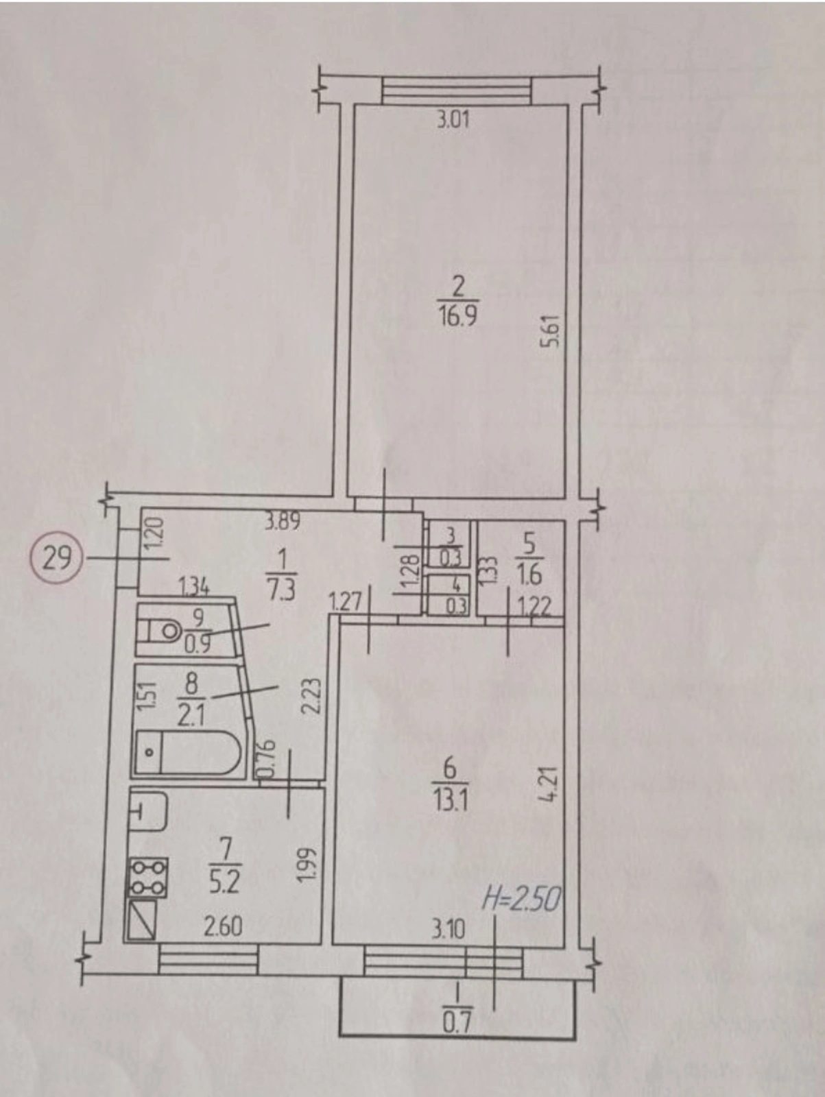 Продаж квартири 2 кімнати, 48 m², 3 пов./5 поверхів. Подільський (ленінський), Кропивницький. 