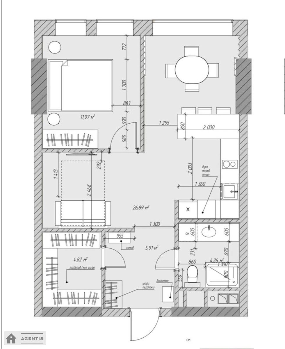 Apartment for rent 2 rooms, 60 m², 8th fl./31 floors. 11, Beresteyskyy prosp. Peremohy, Kyiv. 