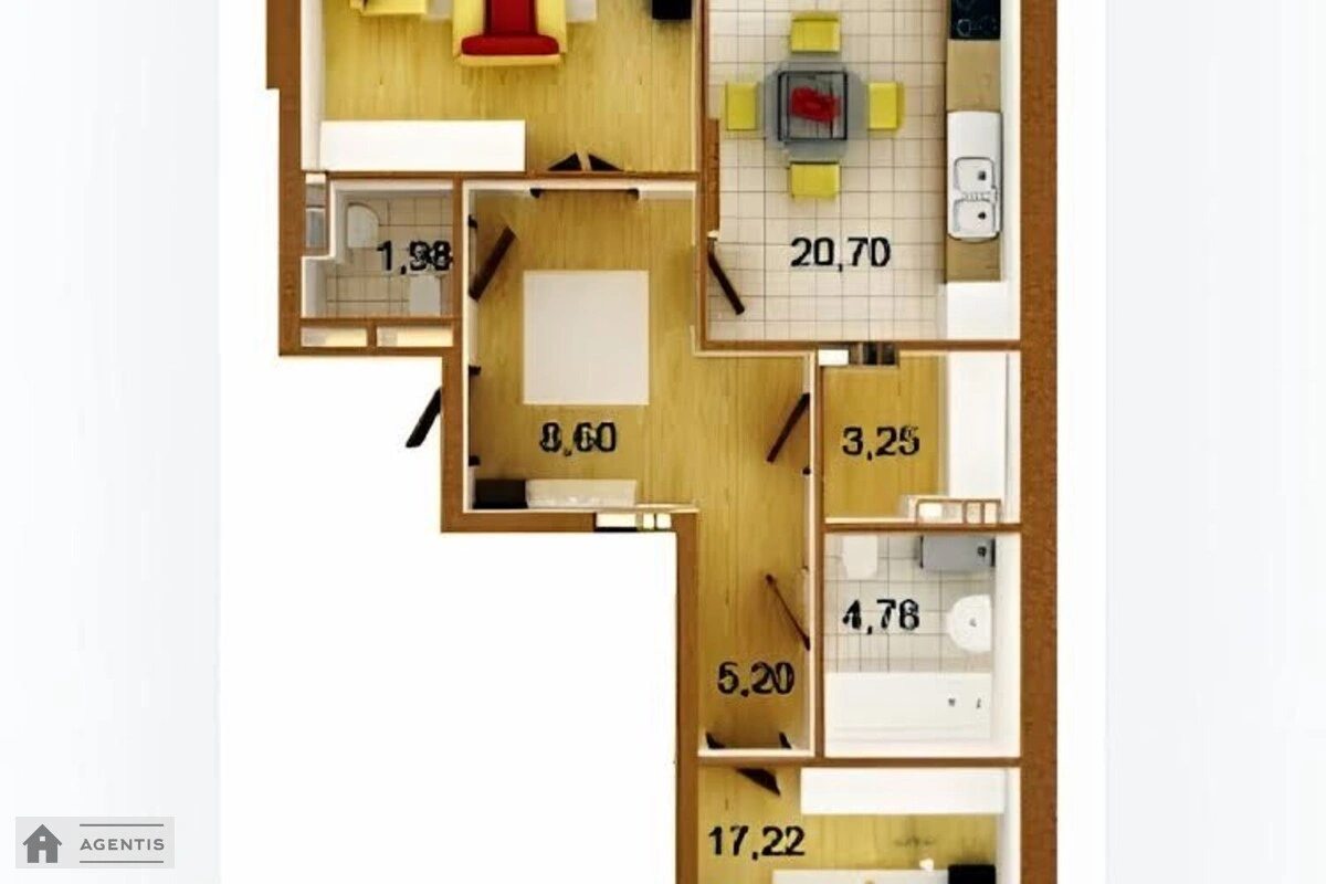 Здам квартиру 2 кімнати, 86 m², 6 пов./23 поверхи. 14, Дніпровська набережна 14, Київ. 