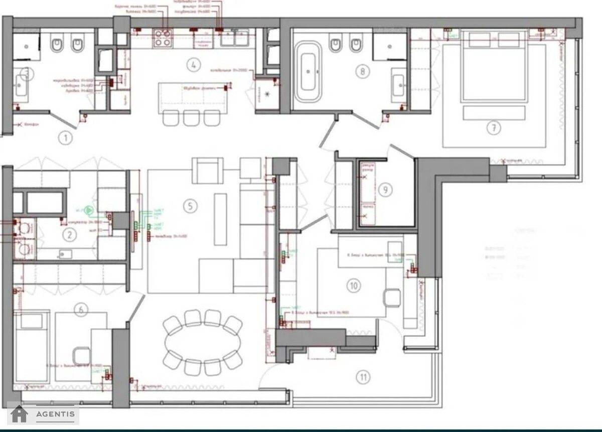 Сдам квартиру 4 комнаты, 163 m², 5 эт./20 этажей. 26, Євгена Коновальця вул. (Щорса), Киев. 