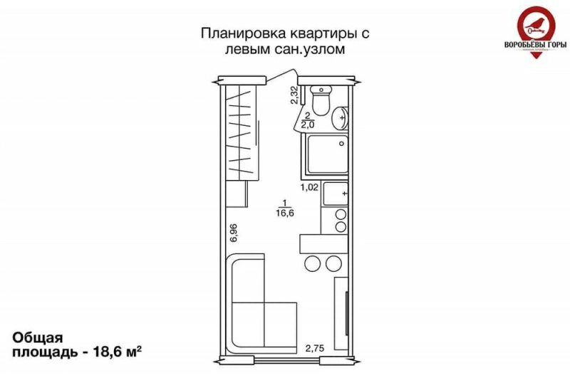 Продаж квартири. 1 room, 19 m², 2nd floor/7 floors. Пер. спортивный, Харків. 