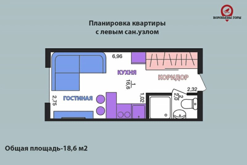 Apartments for sale. 1 room, 19 m², 2nd floor/7 floors. Per. sportyvnyy, Kharkiv. 