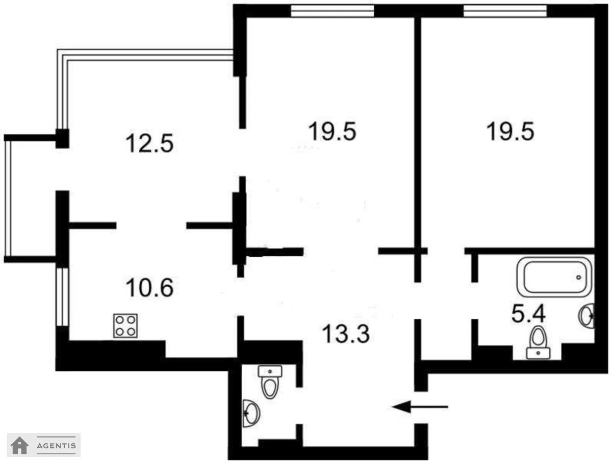 Здам квартиру 2 кімнати, 95 m², 7 пов./25 поверхів. Димитрова 4, Київ. 