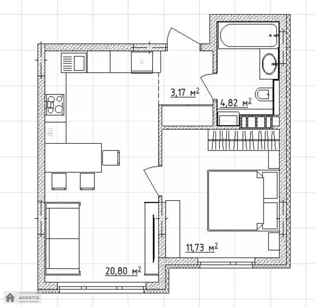 Здам квартиру 1 кімната, 39 m², 7 пов./9 поверхів. 24, Лисківська вул., Київ. 