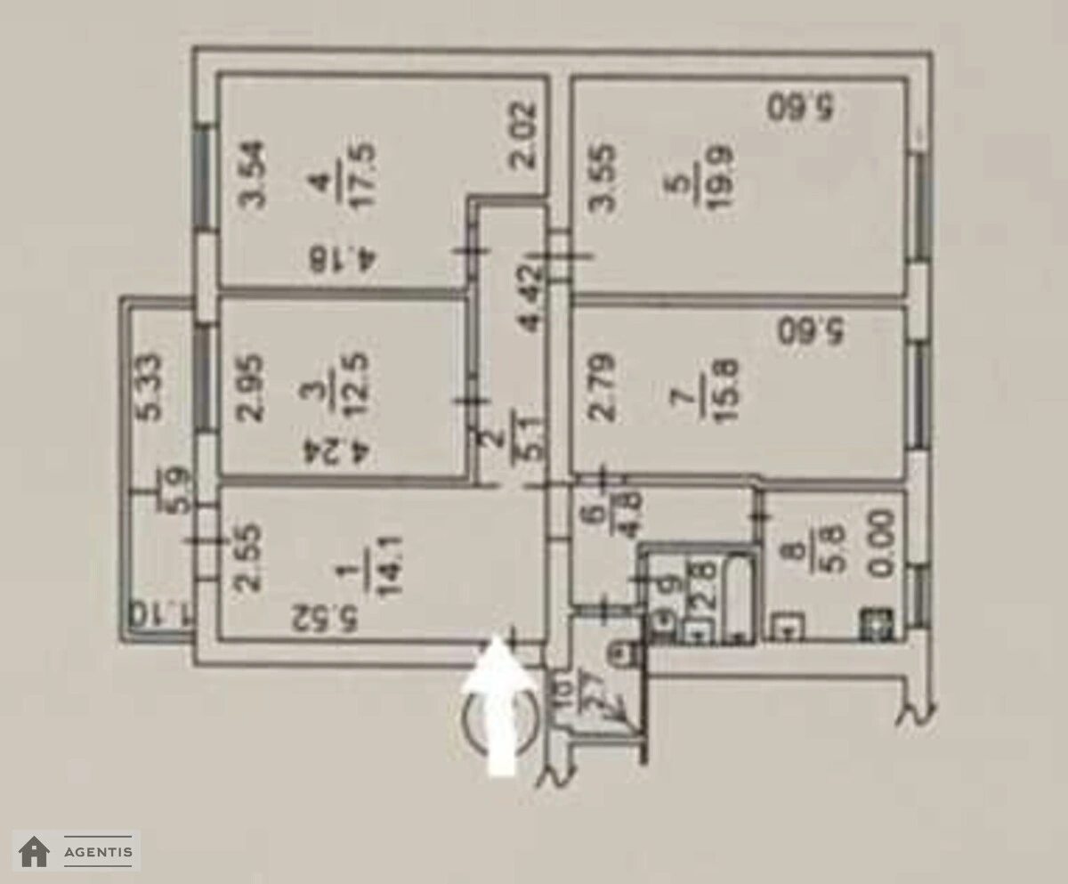 Сдам квартиру 5 комнат, 109 m², 1 эт./5 этажей. 53, Жилянская 53, Киев. 