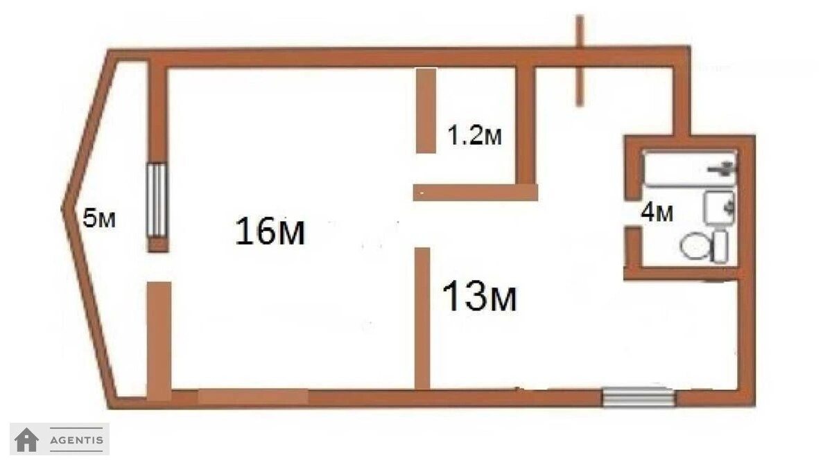 Здам квартиру 1 кімната, 34 m², 4 пов./9 поверхів. Смілянська, Київ. 