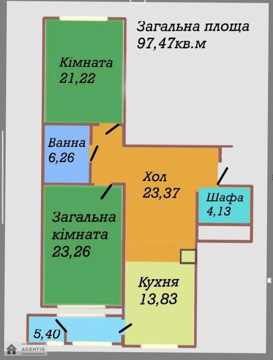 Сдам квартиру 2 комнаты, 97 m², 3 эт./22 этажа. 30, Анни Ахматової вул., Киев. 