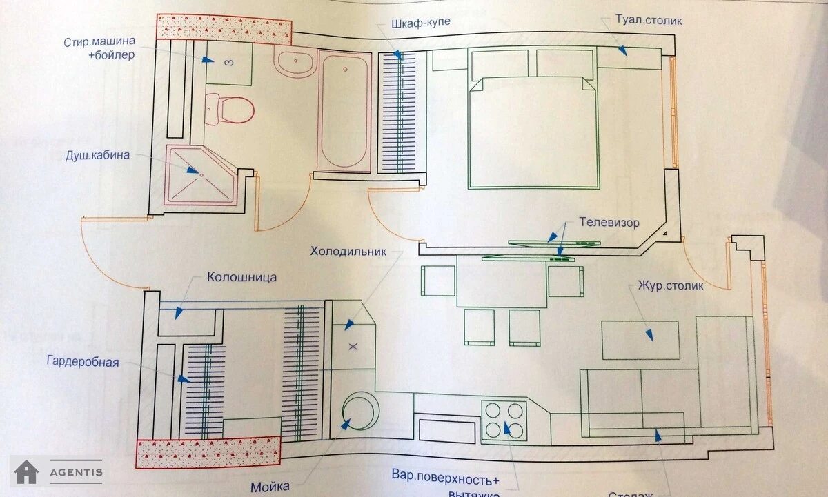 Сдам квартиру 1 комната, 40 m², 21 эт./31 этаж. 118, Жилянская 118, Киев. 