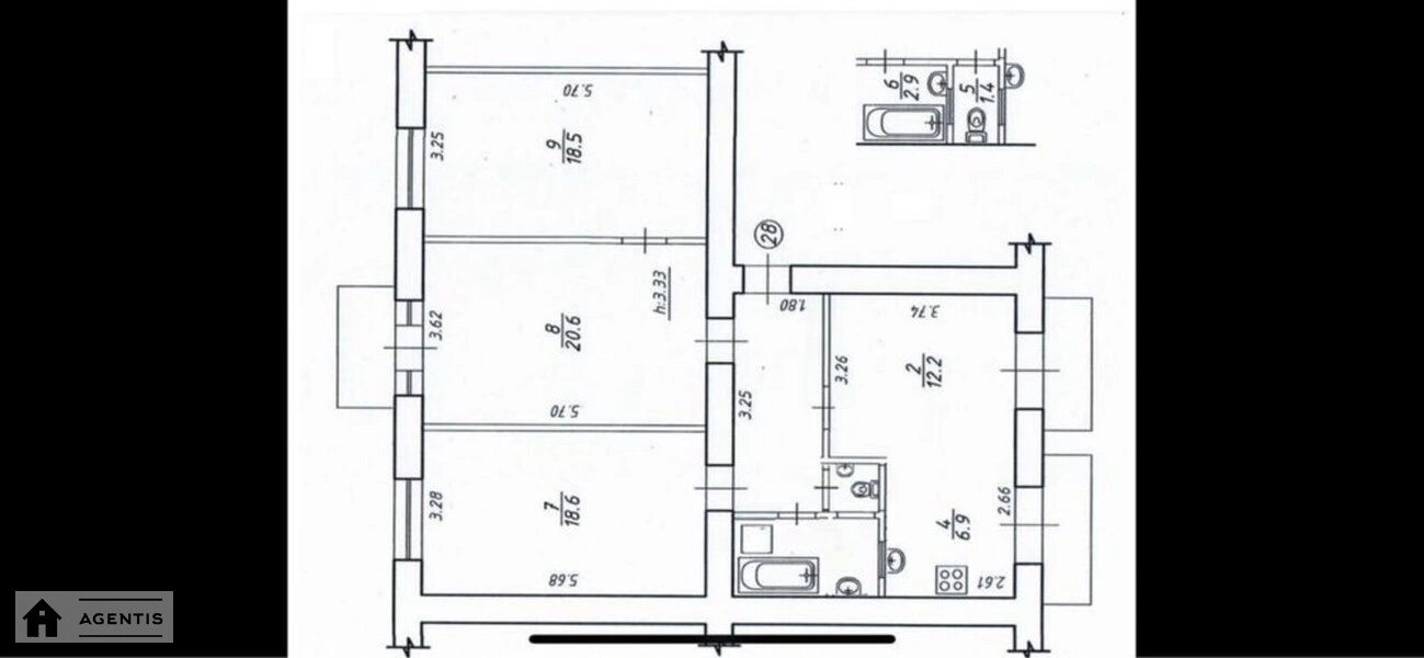 Здам квартиру 3 кімнати, 93 m², 3 пов./6 поверхів. 8, Заньковецької 8, Київ. 