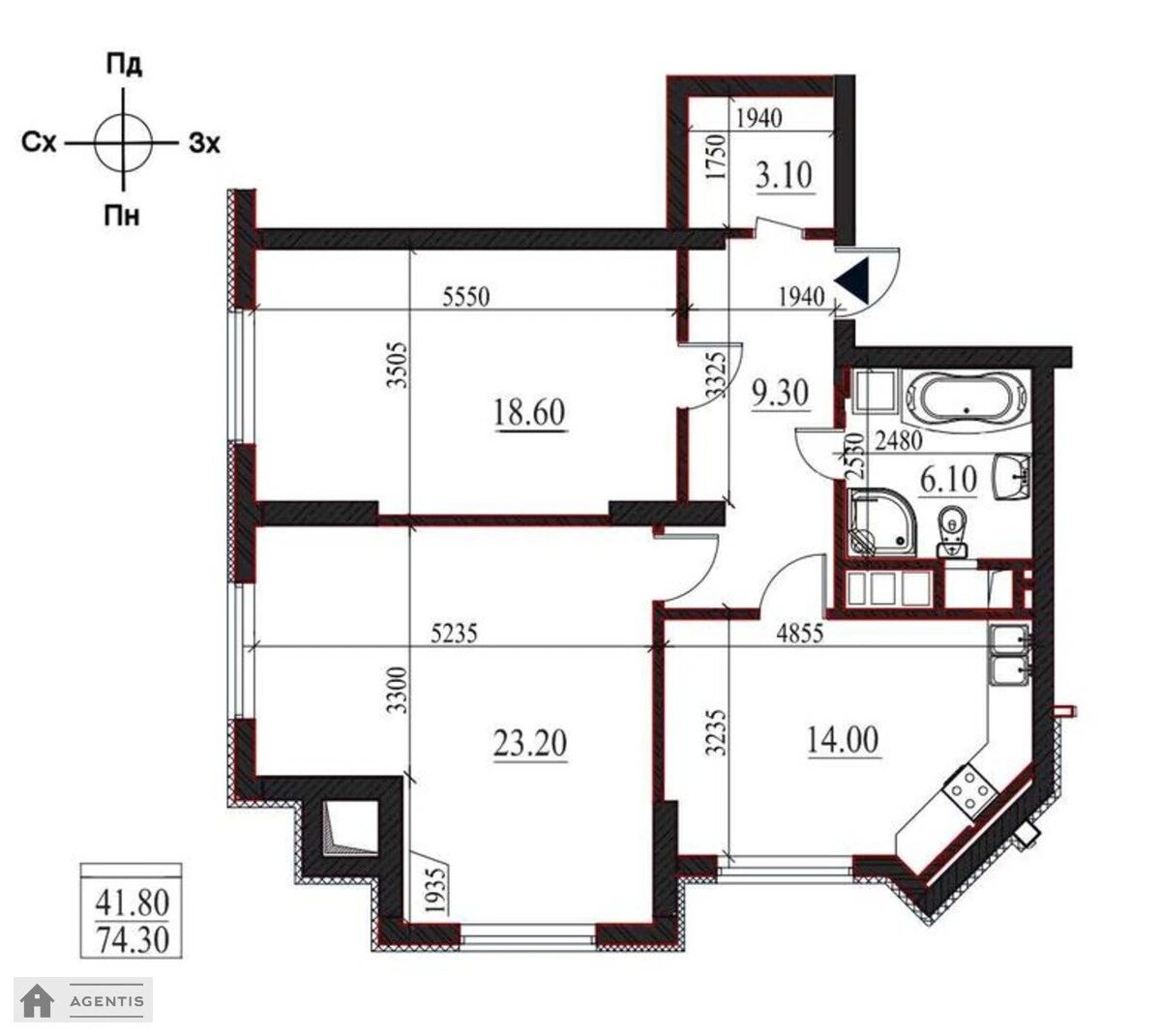 Здам квартиру 2 кімнати, 76 m², 19 пов./24 поверхи. 54, Оболонський 54, Київ. 