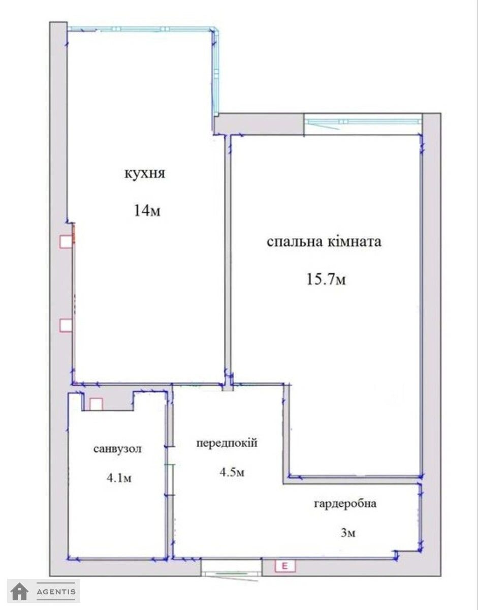 Apartment for rent 1 room, 41 m², 1st fl./6 floors. 40, Radystiv 40, Kyiv. 