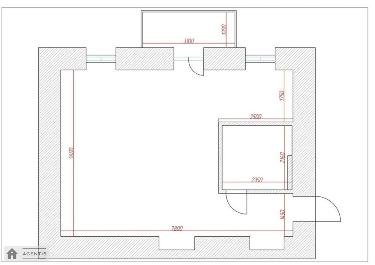 Apartment for rent 1 room, 46 m², 2nd fl./5 floors. Pecherskyy rayon, Kyiv. 