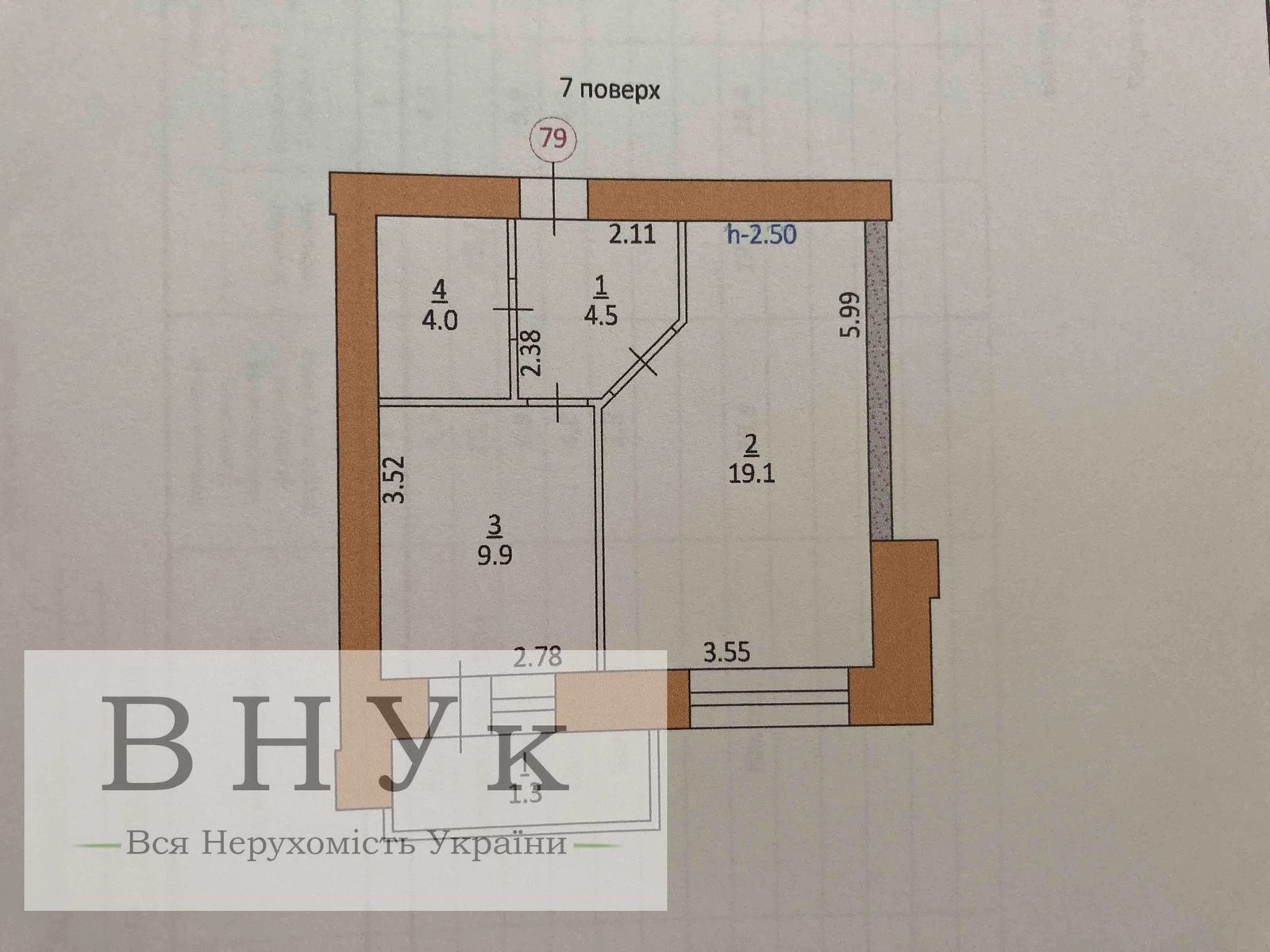 Продається 1-кімнатна квартира в цегляному будинку